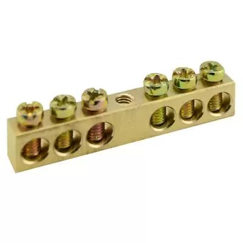 Шина PEN TS-0609C 6х9 6 отверстий крепление по центру Энергия - Электрика, НВА - Щитки и аксессуары для монтажа - Шины нулевые - . Магазин оборудования для автономного и резервного электропитания Ekosolar.ru в Уссурийске
