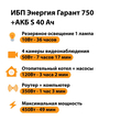 ИБП Энергия Гарант 750 + Аккумулятор S 40 Ач - 12В (450Вт - 49мин) - ИБП и АКБ - ИБП для котлов - . Магазин оборудования для автономного и резервного электропитания Ekosolar.ru в Уссурийске