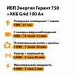 ИБП для котла Энергия Гарант 750 + Аккумулятор Grid 100 Ah 12 v (450Вт - 122мин) - ИБП и АКБ - ИБП для котлов - . Магазин оборудования для автономного и резервного электропитания Ekosolar.ru в Уссурийске