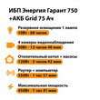 ИБП для котла Энергия Гарант 750 + Аккумулятор Grid 75 Ah 12 v (450Вт - 91мин) - ИБП и АКБ - ИБП для котлов - . Магазин оборудования для автономного и резервного электропитания Ekosolar.ru в Уссурийске